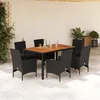 Image de Vidaxl Ensemble Ã Manger De Jardin Et Coussins 7pcs Noir Rotin Acacia