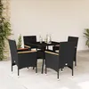 Image de Vidaxl Ensemble Ã Manger De Jardin Et Coussins 5 Pcs Noir Rotin Verre