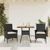 Image de Vidaxl Ensemble Ã Manger De Jardin Et Coussins 3 Pcs Noir Rotin Acacia