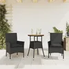 Image de Vidaxl Ensemble Ã Manger De Jardin Et Coussins 3 Pcs Noir Rotin Acacia