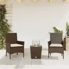Image de Vidaxl Ensemble De Bistro Avec Coussins 3 Pcs Marron Rotin Et Verre