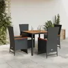 Image de Vidaxl Ensemble Ã Manger De Jardin Coussins 5pcs Noir RÃ©sine TressÃ©e