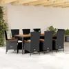 Image de Vidaxl Ensemble Ã Manger De Jardin 9pcs Coussins Noir RÃ©sine TressÃ©e