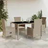Image de Vidaxl Ensemble Ã Manger De Jardin Avec Coussins 5pcs Beige Poly Rotin