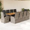 Image de Vidaxl Ensemble Ã Manger De Jardin 11pcs Avec Coussins Gris Poly Rotin