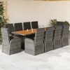 Image de Vidaxl Ensemble Ã Manger De Jardin 11pcs Avec Coussins Gris Poly Rotin