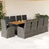 Image de Vidaxl Ensemble Ã Manger De Jardin 11pcs Avec Coussins Gris Poly Rotin