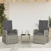 Image de Vidaxl Ensemble Ã Manger De Jardin 3 Pcs Coussins Gris RÃ©sine TressÃ©e
