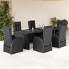 Image de Vidaxl Ensemble Ã Manger De Jardin Coussins 7 Pcs Noir RÃ©sine TressÃ©e