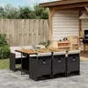 Image de Vidaxl Ensemble Ã Manger De Jardin Coussins 7pcs Noir RÃ©sine TressÃ©e
