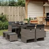 Image de Vidaxl Ensemble Ã Manger De Jardin 9 Pcs Coussins Gris RÃ©sine TressÃ©e