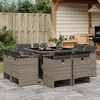 Image de Vidaxl Ensemble Ã Manger De Jardin 9 Pcs Coussins Gris RÃ©sine TressÃ©e