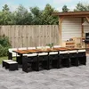 Image de Vidaxl Ensemble Ã Manger De Jardin 17 Pcs Coussins Noir RÃ©sine TressÃ©e