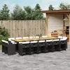 Image de Vidaxl Ensemble Ã Manger De Jardin 17 Pcs Coussins Noir RÃ©sine TressÃ©e