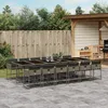 Image de Vidaxl Ensemble Ã Manger De Jardin Coussins 13 Pcs Gris RÃ©sine TressÃ©e