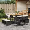 Image de Vidaxl Ensemble Ã Manger De Jardin 9pcs Coussins Noir RÃ©sine TressÃ©e