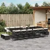 Image de Vidaxl Ensemble Ã Manger De Jardin 17 Pcs Coussins Noir RÃ©sine TressÃ©e