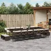 Image de Vidaxl Ensemble Ã Manger De Jardin Et Coussins 17 Pcs Marron Rotin