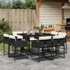 Image de Vidaxl Ensemble Ã Manger De Jardin 9pcs Coussins Noir RÃ©sine TressÃ©e
