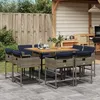 Image de Vidaxl Ensemble Ã Manger De Jardin 9 Pcs Coussins Gris RÃ©sine TressÃ©e