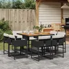 Image de Vidaxl Ensemble Ã Manger De Jardin 9pcs Coussins Noir RÃ©sine TressÃ©e