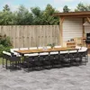 Image de Vidaxl Ensemble Ã Manger De Jardin 17 Pcs Coussins Noir RÃ©sine TressÃ©e