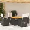 Image de Vidaxl Ensemble Ã Manger De Jardin Coussins 5pcs Noir RÃ©sine TressÃ©e