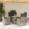 Image de Vidaxl Ensemble Ã Manger De Jardin 5 Pcs Coussins Gris RÃ©sine TressÃ©e