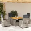 Image de Vidaxl Ensemble Ã Manger De Jardin 5 Pcs Coussins Gris RÃ©sine TressÃ©e