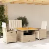 Image de Vidaxl Ensemble Ã Manger De Jardin Coussins 4 Pcs Beige RÃ©sine TressÃ©e