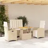Image de Vidaxl Ensemble Ã Manger De Jardin Coussins 4 Pcs Beige RÃ©sine TressÃ©e