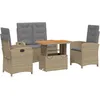 Image de Vidaxl Ensemble Ã Manger De Jardin Coussins 4 Pcs Beige RÃ©sine TressÃ©e
