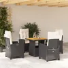 Image de Vidaxl Ensemble Ã Manger De Jardin Coussins 5pcs Noir RÃ©sine TressÃ©e