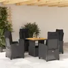 Image de Vidaxl Ensemble Ã Manger De Jardin Coussins 5pcs Noir RÃ©sine TressÃ©e