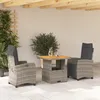 Image de Vidaxl Ensemble Ã Manger De Jardin 3 Pcs Coussins Gris RÃ©sine TressÃ©e