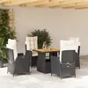 Image de Vidaxl Ensemble Ã Manger De Jardin Coussins 5pcs Noir RÃ©sine TressÃ©e