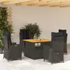 Image de Vidaxl Ensemble Ã Manger De Jardin Coussins 5pcs Noir RÃ©sine TressÃ©e