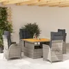 Image de Vidaxl Ensemble Ã Manger De Jardin 5 Pcs Coussins Gris RÃ©sine TressÃ©e