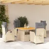 Image de Vidaxl Ensemble Ã Manger De Jardin Avec Coussins 5pcs Beige Poly Rotin