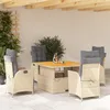 Image de Vidaxl Ensemble Ã Manger De Jardin Avec Coussins 5pcs Beige Poly Rotin