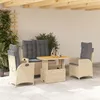 Image de Vidaxl Ensemble Ã Manger De Jardin Coussins 4 Pcs Beige RÃ©sine TressÃ©e
