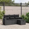 Image de Vidaxl Salon De Jardin 4 Pcs Avec Coussins Noir RÃ©sine TressÃ©e