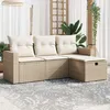 Image de Vidaxl Salon De Jardin Avec Coussins 4 Pcs Beige RÃ©sine TressÃ©e