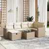 Image de Vidaxl Salon De Jardin Avec Coussins 7 Pcs Beige RÃ©sine TressÃ©e