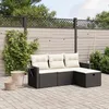 Image de Vidaxl Salon De Jardin 4 Pcs Avec Coussins Noir RÃ©sine TressÃ©e