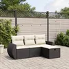 Image de Vidaxl Salon De Jardin 4 Pcs Avec Coussins Noir RÃ©sine TressÃ©e