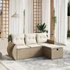 Image de Vidaxl Salon De Jardin Avec Coussins 4 Pcs Beige RÃ©sine TressÃ©e