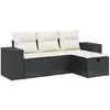 Image de Vidaxl Salon De Jardin 4 Pcs Avec Coussins Noir RÃ©sine TressÃ©e