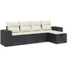Image de Vidaxl Salon De Jardin 5 Pcs Avec Coussins Noir RÃ©sine TressÃ©e