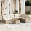 Image de Vidaxl Salon De Jardin Avec Coussins 9 Pcs Beige RÃ©sine TressÃ©e